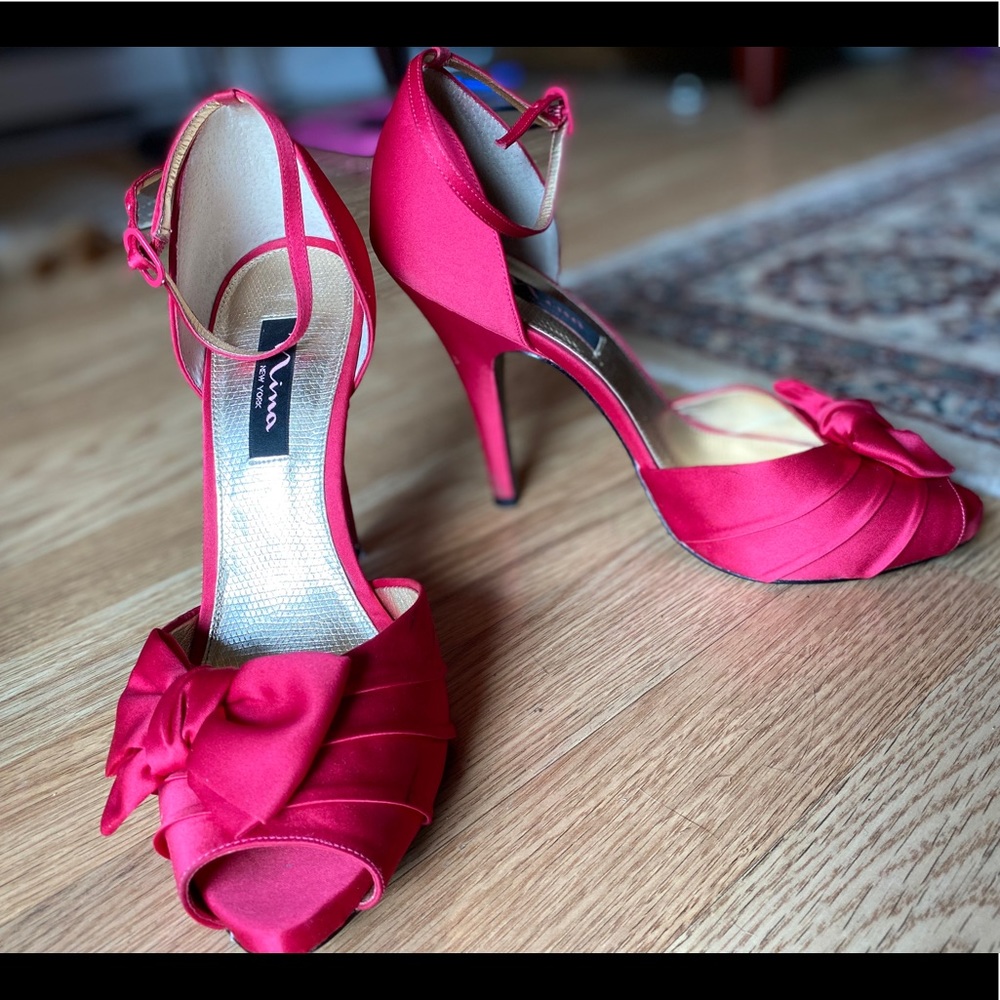 Hot Pink Nina Bow Platform Sandals